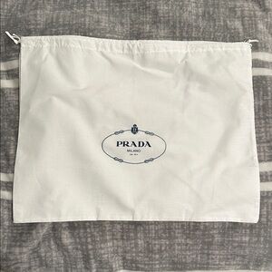 Prada White  Medium linen Drawstring Bag 17” X 14”
